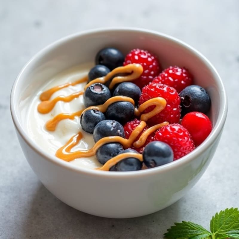 Creamy Greek Yogurt Protein Bowl with Mixed Berries and Almond Butter
