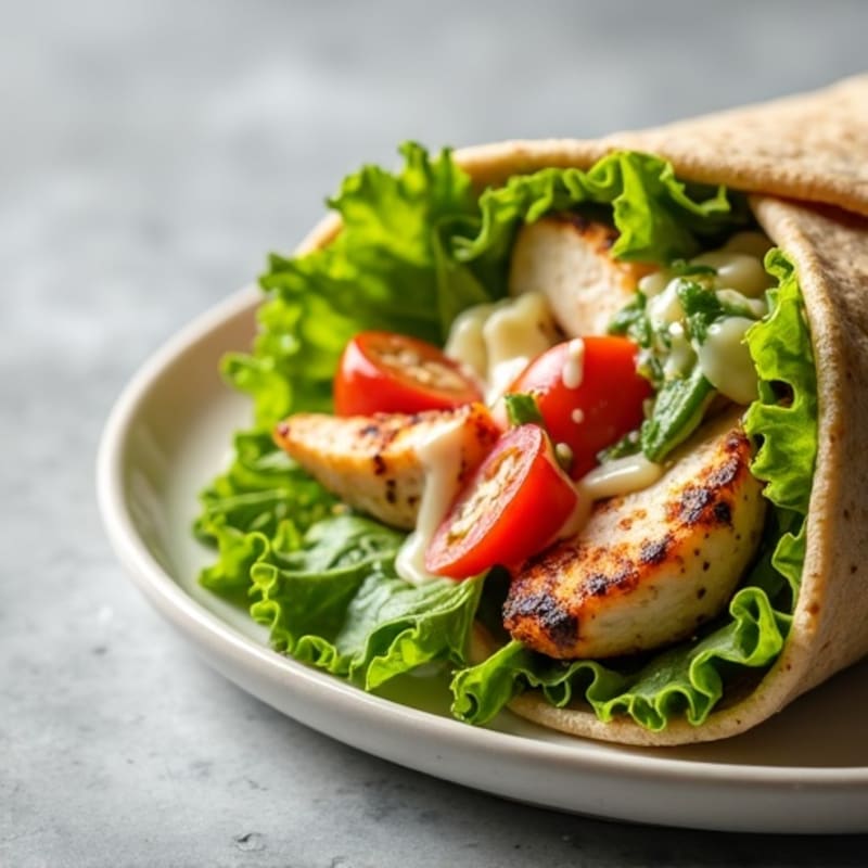 Grilled Chicken Caesar Wrap with Crispy Romaine