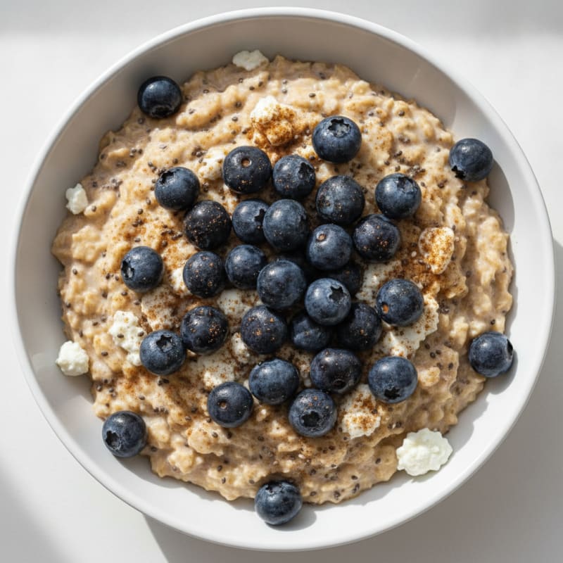 Cottage Cheese Protein Oats with Chia and Berries