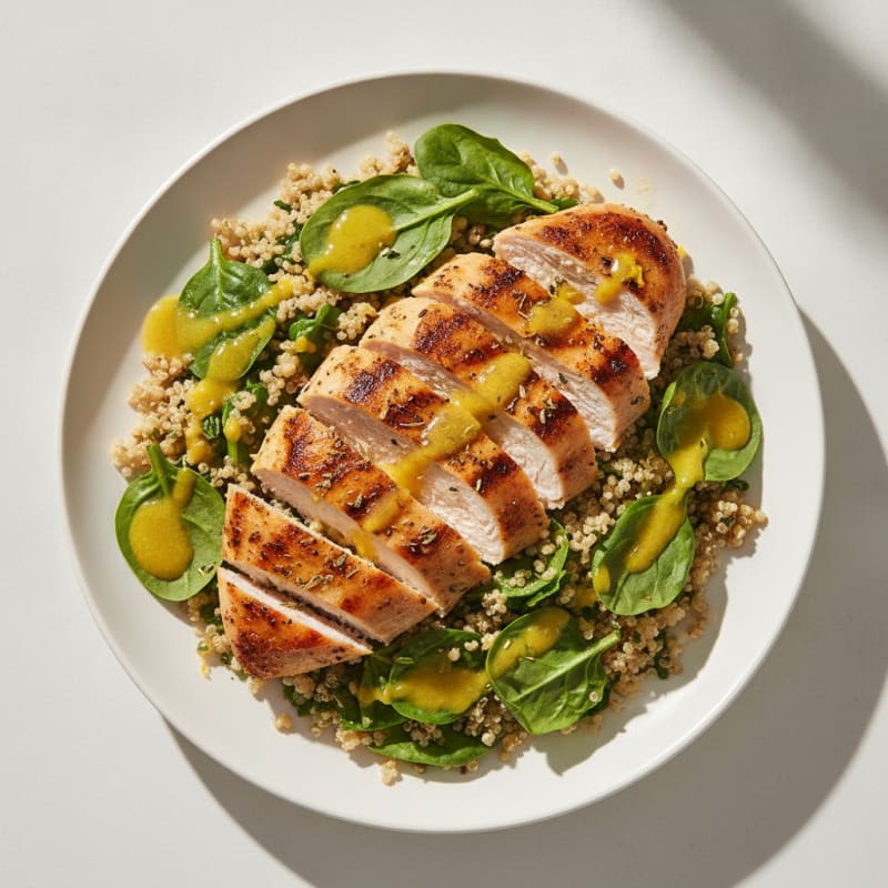 Lemon Herb Grilled Chicken with Spinach Quinoa Salad