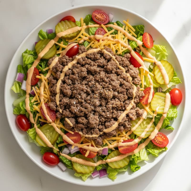 Deconstructed Cheeseburger Bowl with Special Sauce