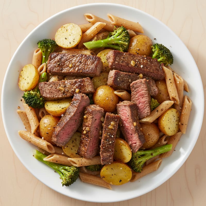 Garlic Butter Steak and Potato Pasta