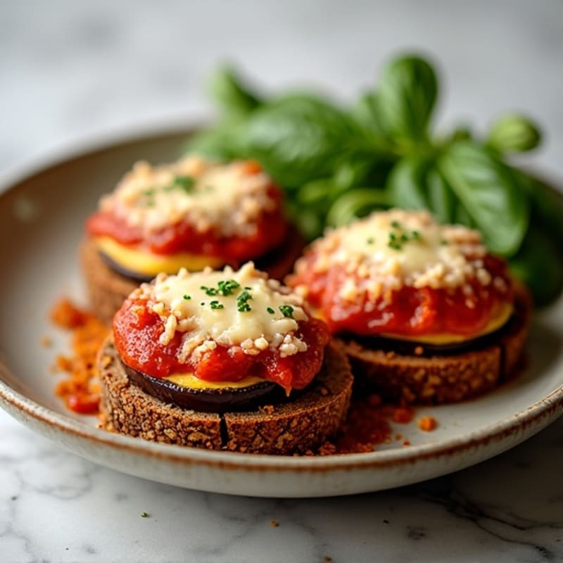 Crispy Baked Eggplant Parmesan on Whole Grain Bread