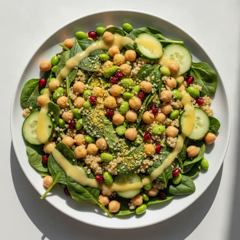 Chickpea and Quinoa Crunch Salad with Edamame