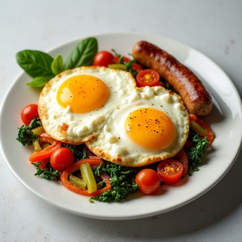 Fluffy Baked Eggs with Roasted Vegetables