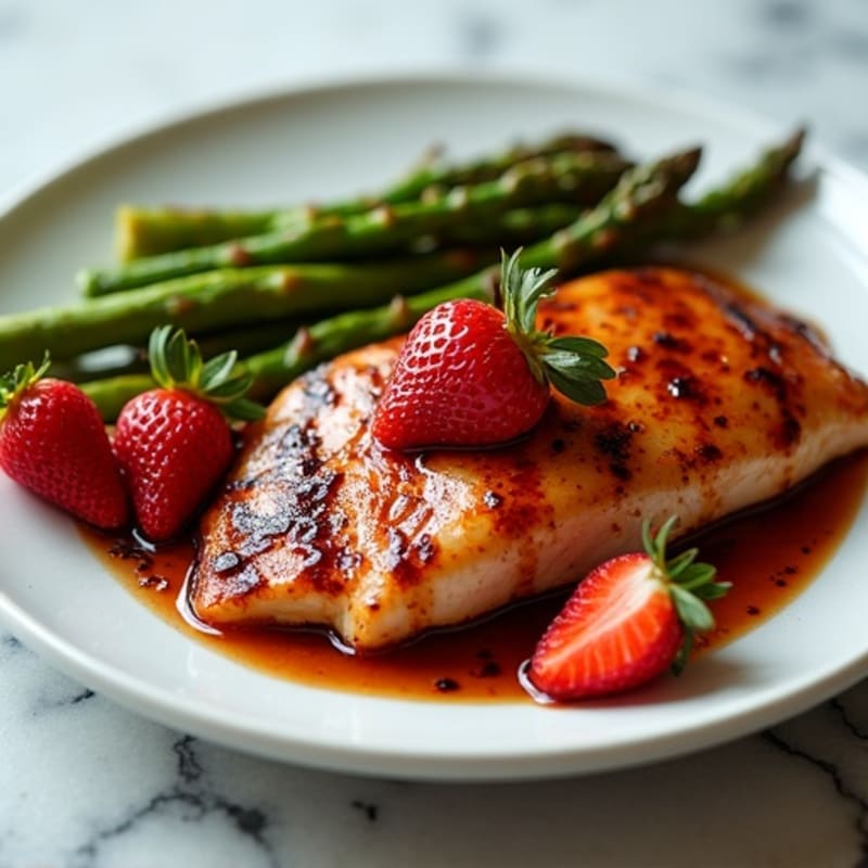 Strawberry Balsamic Glazed Chicken with Roasted Asparagus