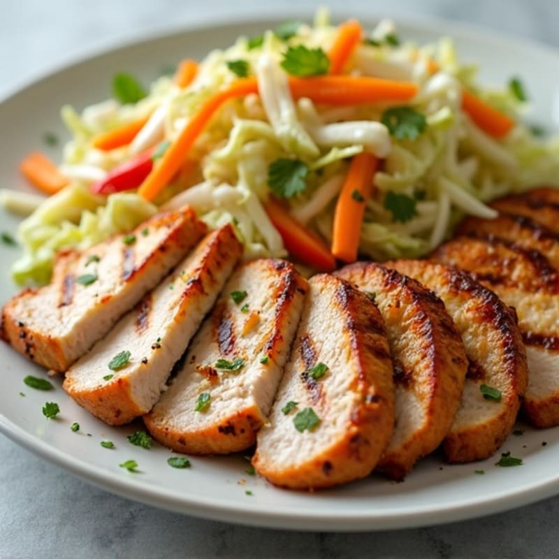 Grilled Turkey Breast with Crunchy Vegetable Slaw