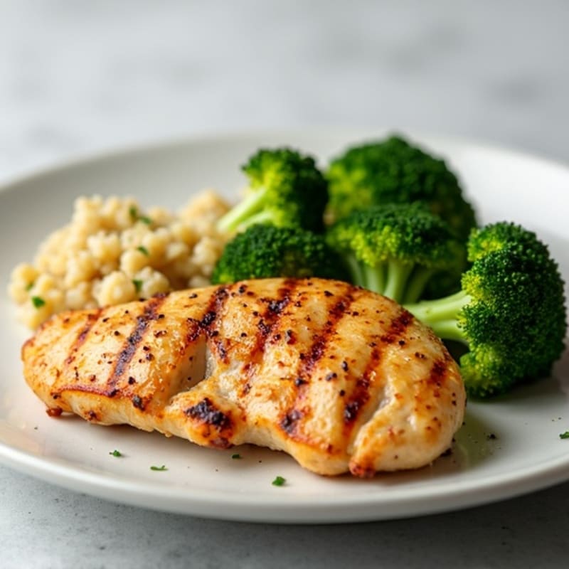 Grilled Chicken Breast with Quinoa and Steamed Broccoli