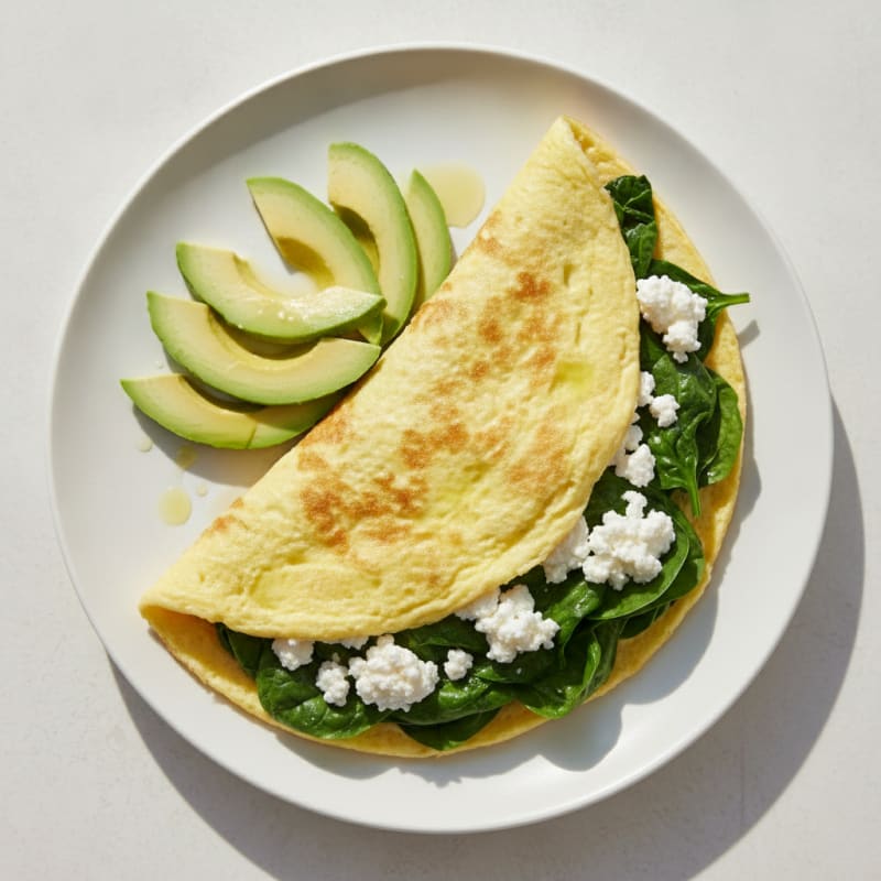 Egg White Spinach Omelette with Cottage Cheese