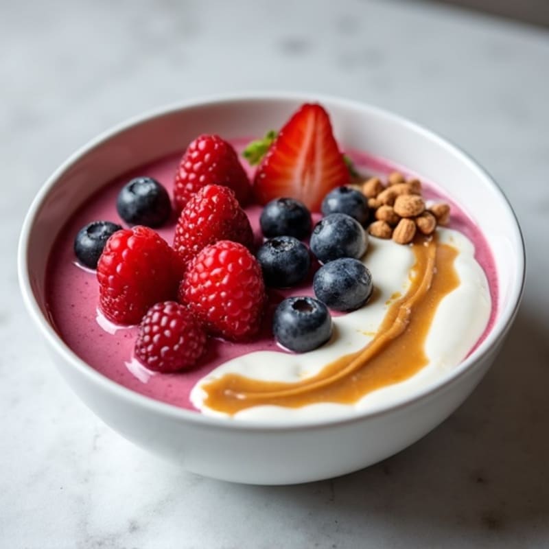 Greek Yogurt Protein Bowl with Mixed Berries and Almond Butter