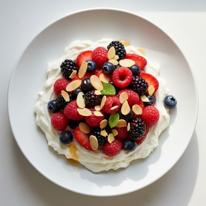 Greek Yogurt Protein Mousse with Mixed Berries