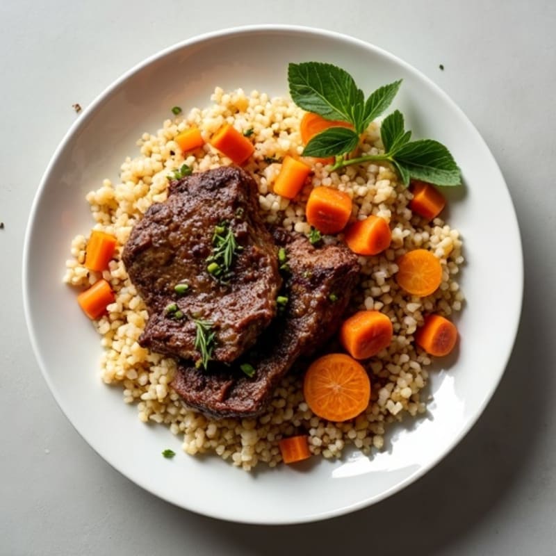 Herb-Braised Lamb with Fluffy Freekeh Pilaf