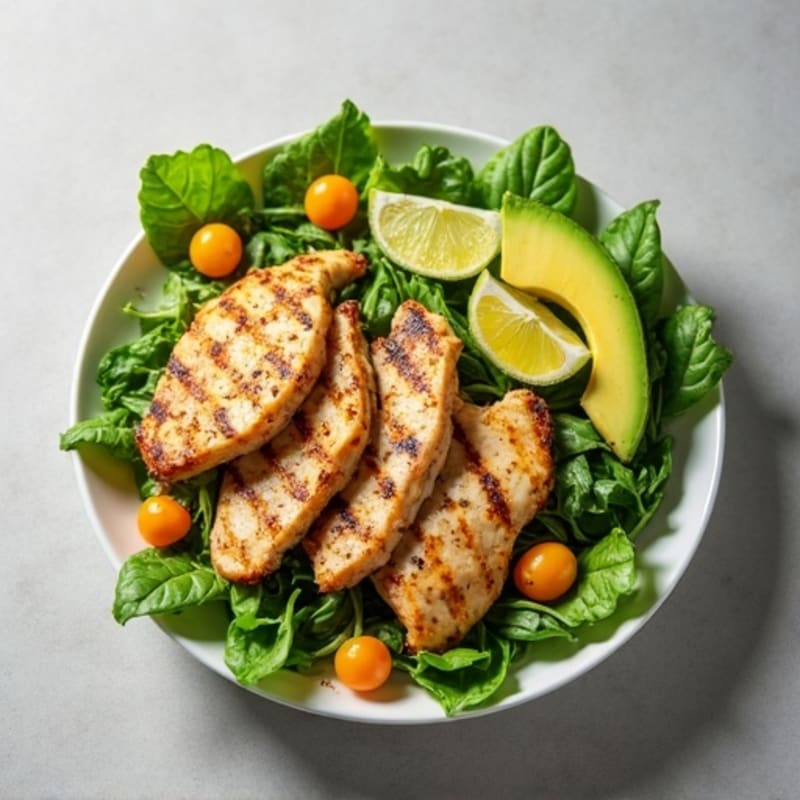 Grilled Chicken Salad with Crunchy Greens and Lemon Vinaigrette