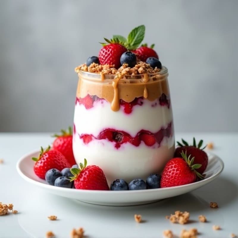 Greek Yogurt Protein Parfait with Almond Butter and Berries