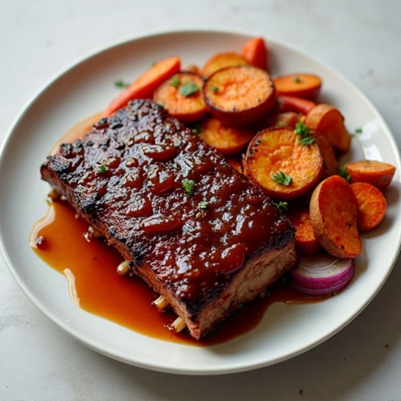 Tender Smoked BBQ Ribs with Roasted Root Vegetables