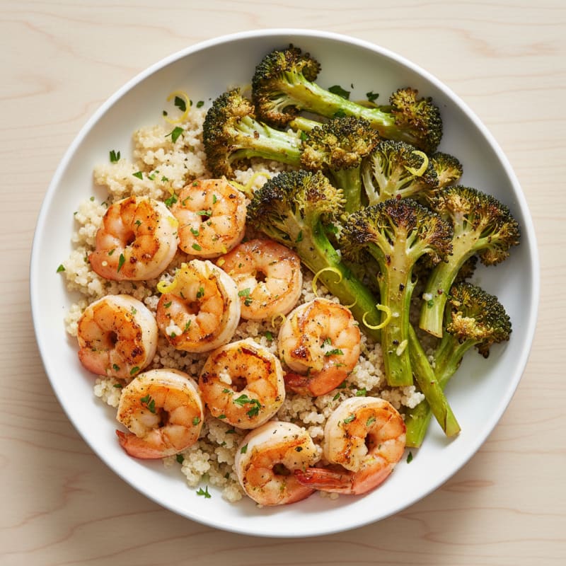 Grilled Shrimp Bowl with Quinoa and Roasted Broccoli