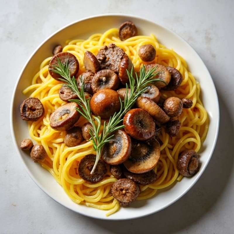 Garlic Herb Sautéed Oyster Mushrooms with Roasted Spaghetti Squash and Tempeh