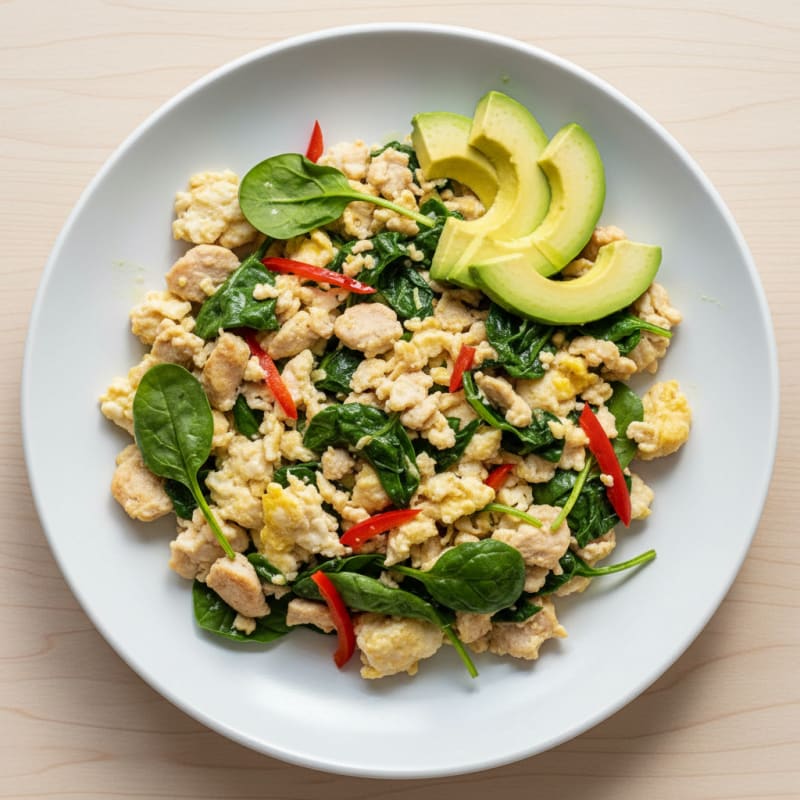 Egg White Scramble with Turkey and Spinach