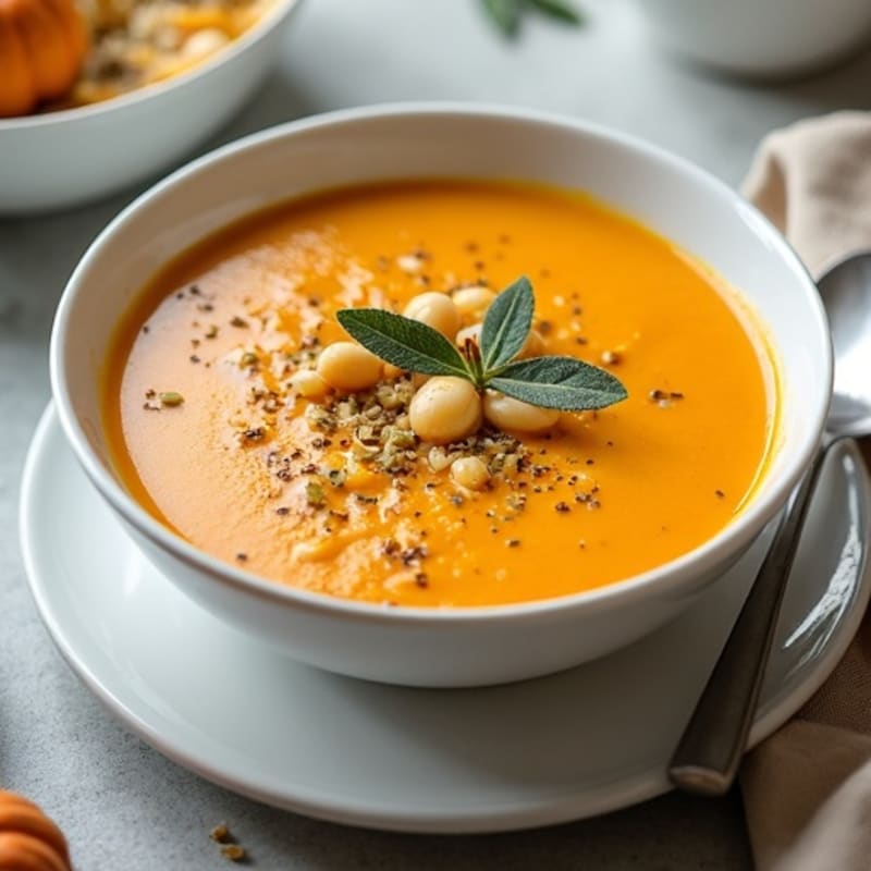 Creamy Roasted Pumpkin Soup with Sage