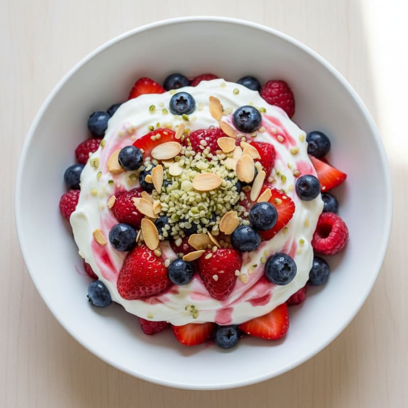 Greek Yogurt Protein Parfait with Mixed Berries