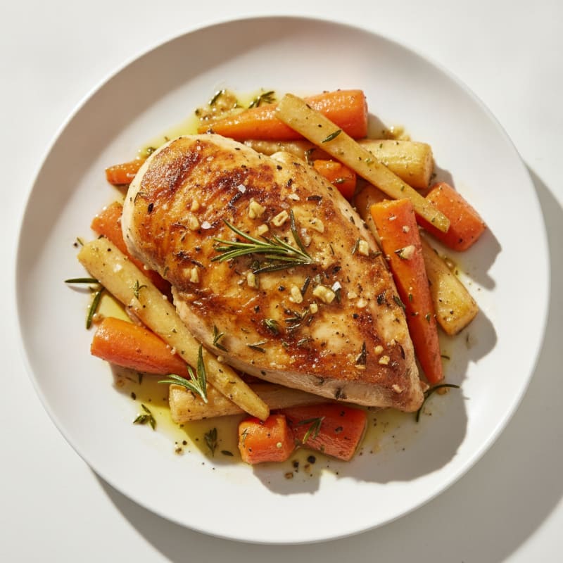 Garlic Herb Roasted Chicken with Root Vegetables