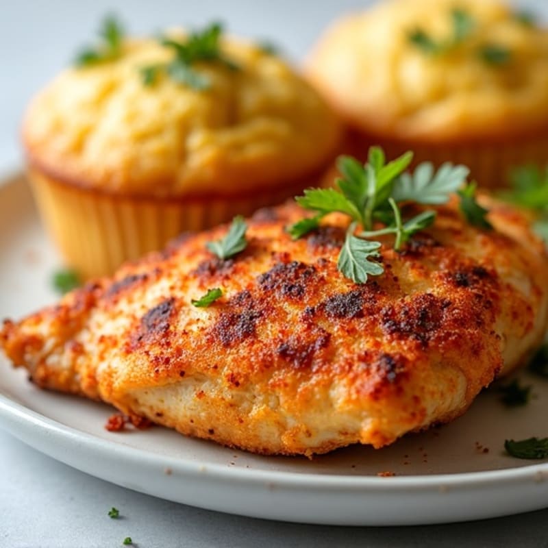 Crispy Spiced Baked Chicken with Fluffy Cornbread Muffins