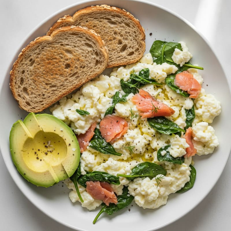 Smoked Salmon and Egg White Scramble with Spinach
