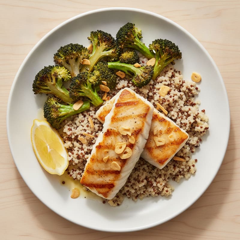 Seared Cod with Roasted Broccoli and Quinoa