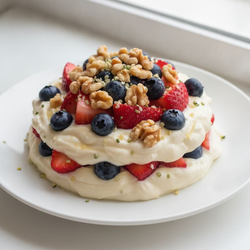 Silky Vanilla Protein Yogurt Parfait with Fresh Berries