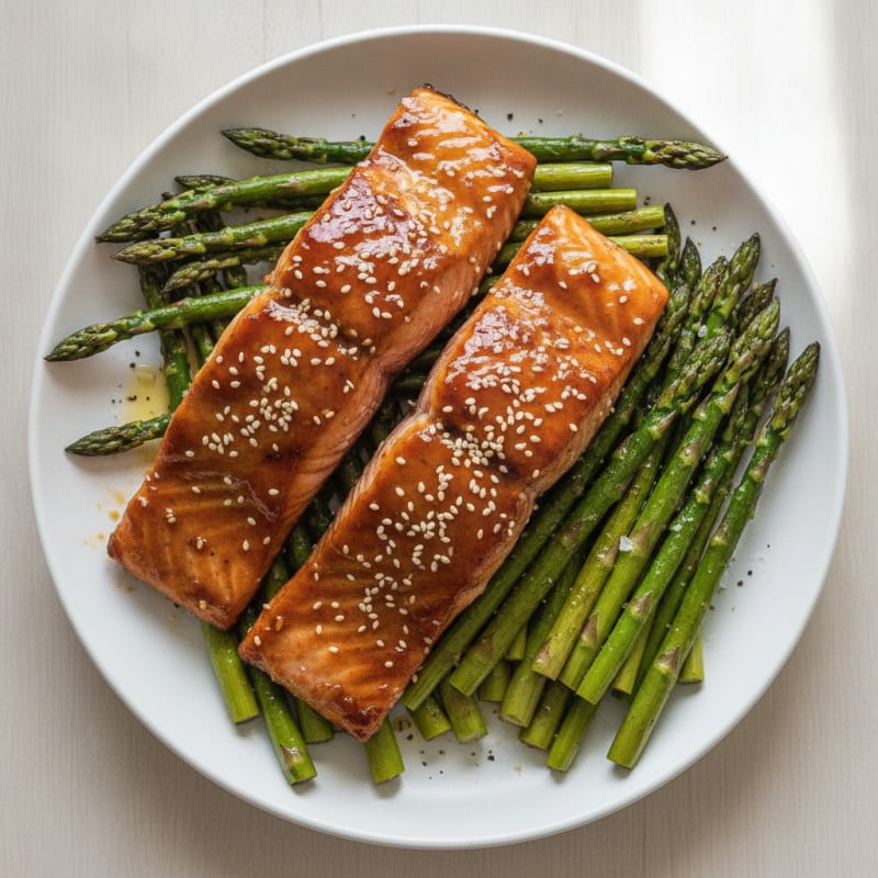 Teriyaki Glazed Salmon with Roasted Asparagus