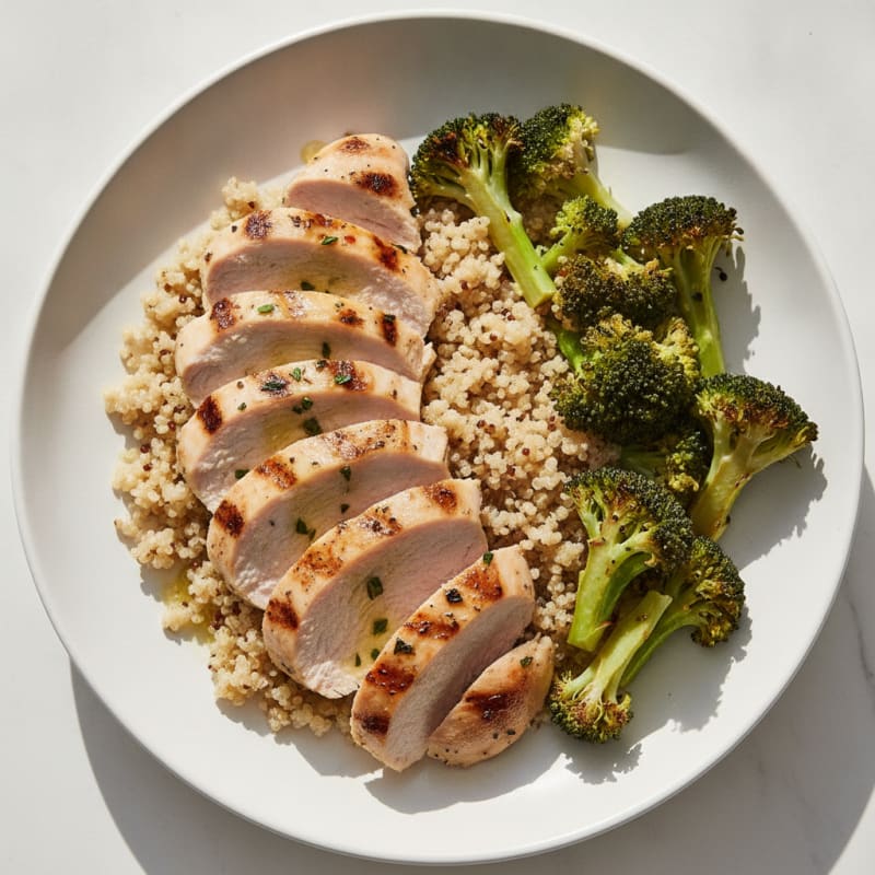 Grilled Turkey Breast with Quinoa and Roasted Broccoli