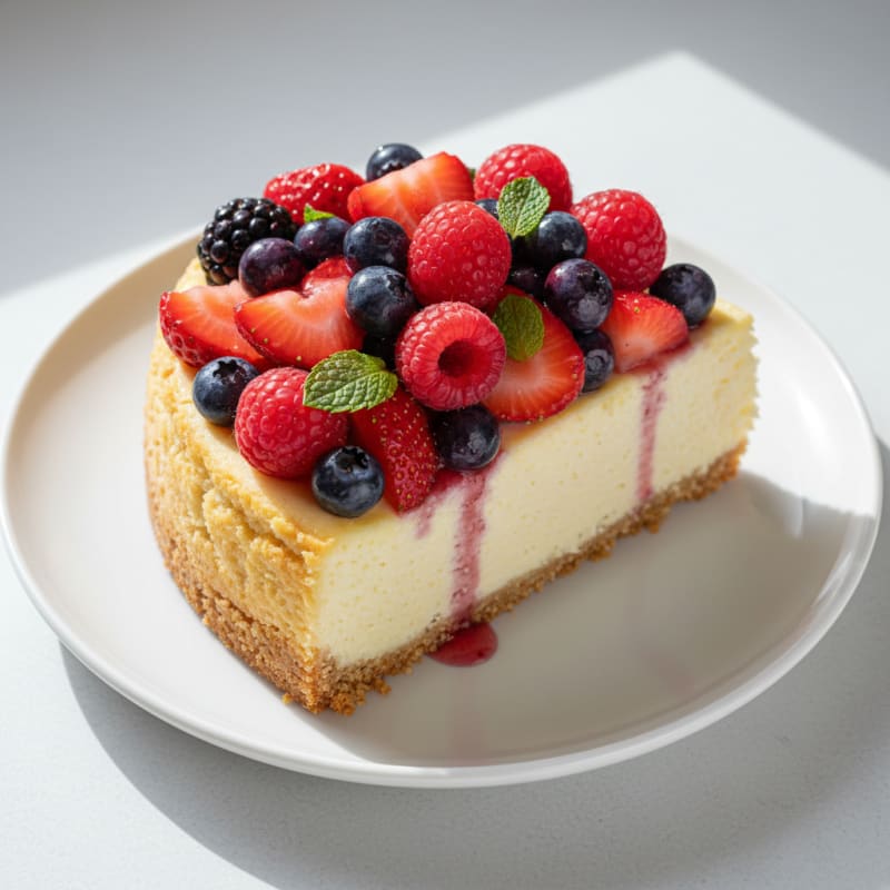 Greek Yogurt Protein Cheesecake with Fresh Berries