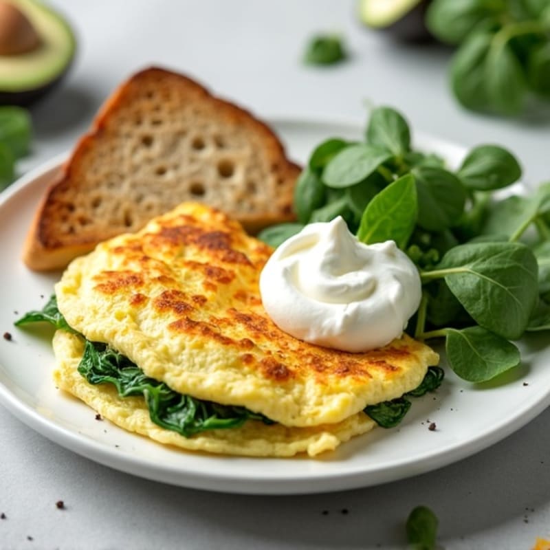 Egg White Spinach Omelet with Cottage Cheese