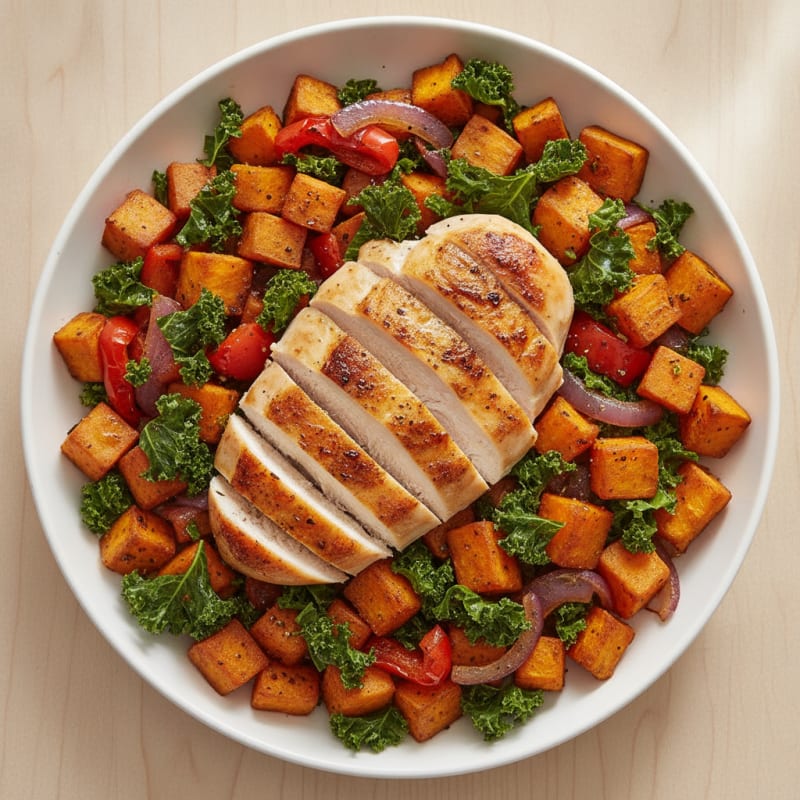 Roasted Chicken and Sweet Potato Hash