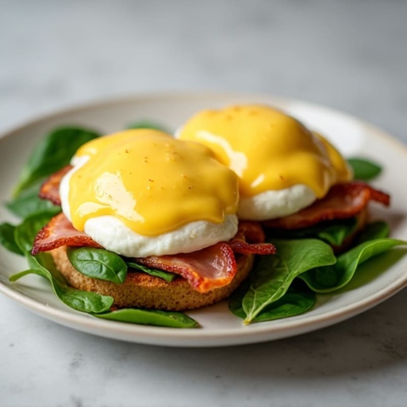 Healthy Eggs Benedict with Fresh Spinach
