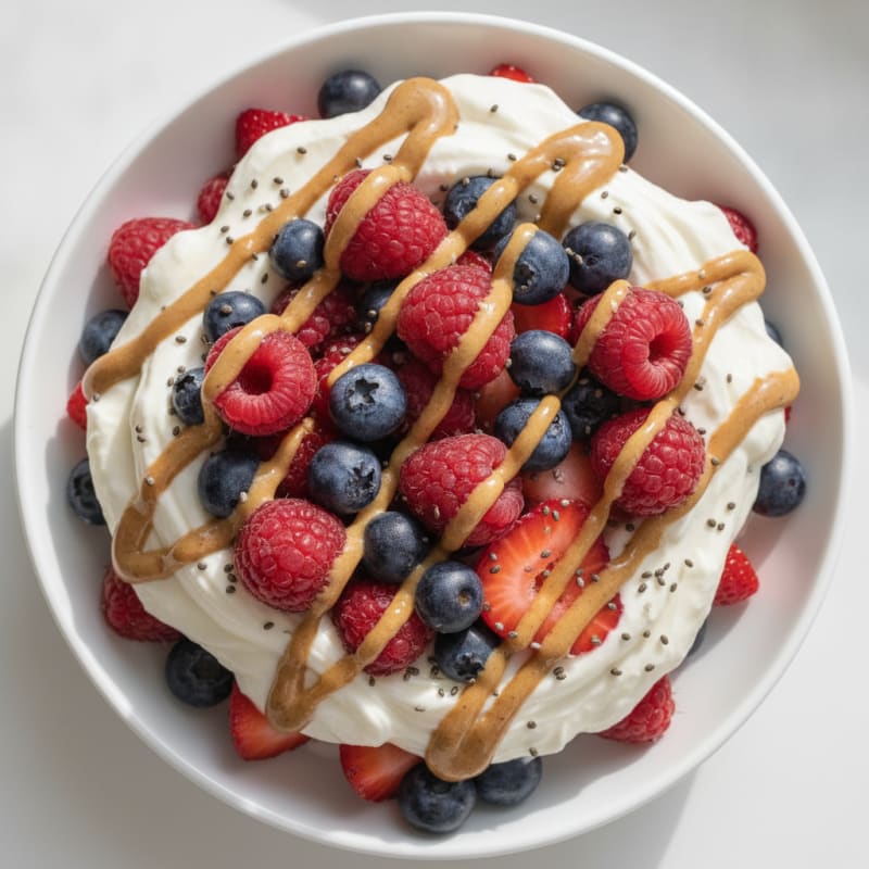 Silky Greek Yogurt Protein Parfait with Mixed Berries