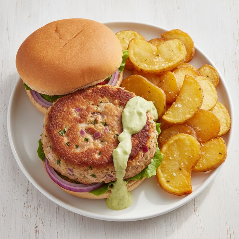 Tuna Vegetable Burger with Low Fat Chips
