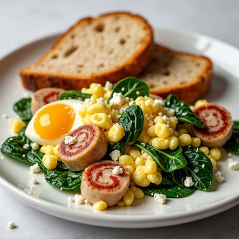 Egg White Scramble with Turkey Sausage and Spinach
