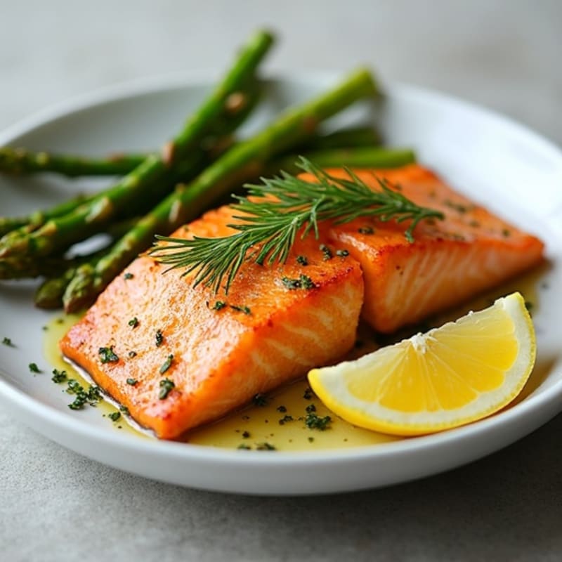 Lemon-Herb Roasted Salmon with Roasted Asparagus