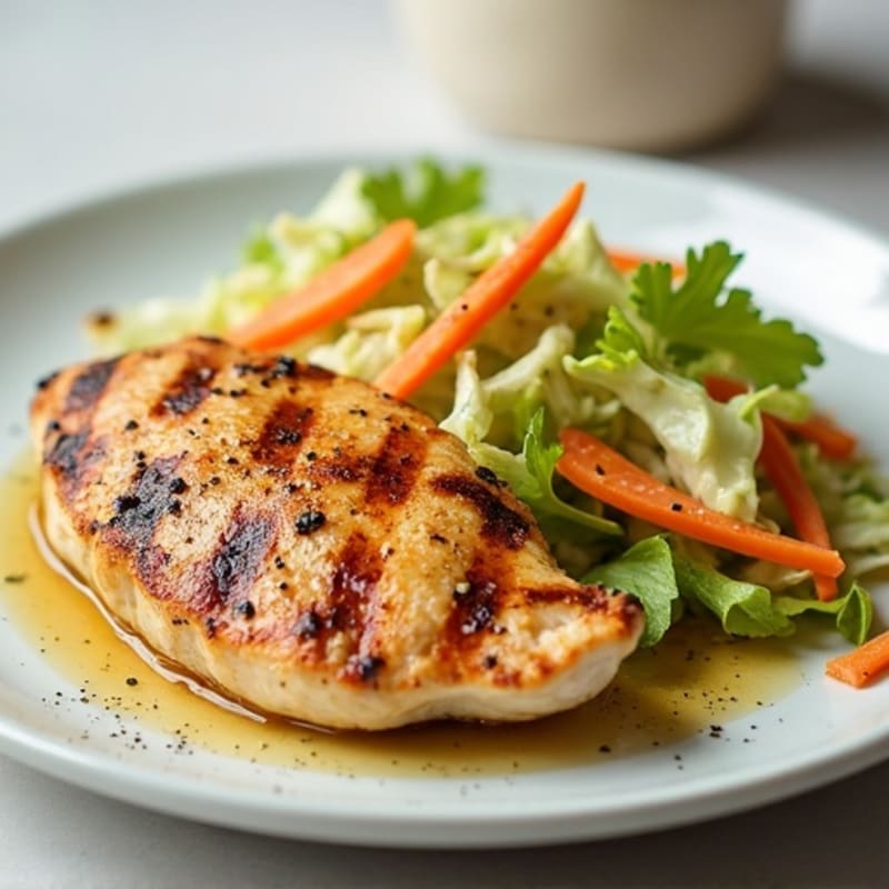 Grilled Chicken Breast with Crunchy Cabbage Slaw