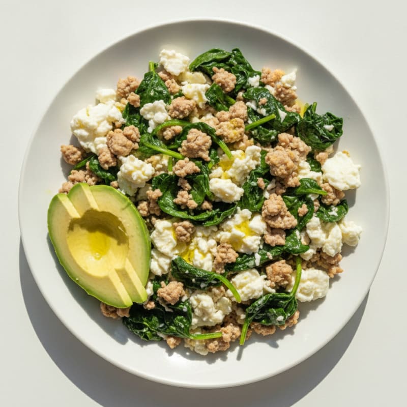 Egg White and Turkey Spinach Scramble