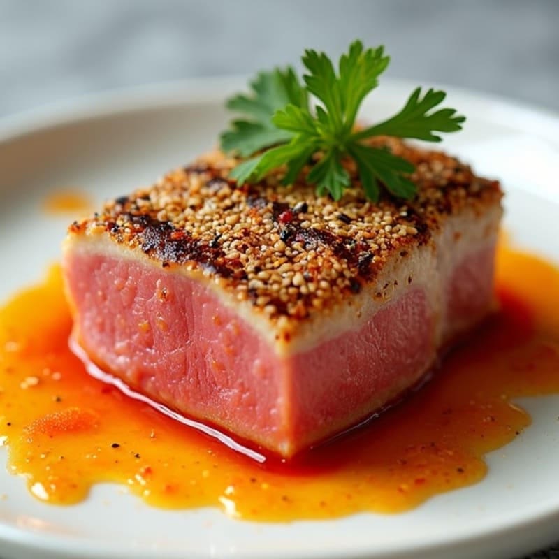 Sesame-Crusted Seared Tuna with Spicy Citrus Sauce