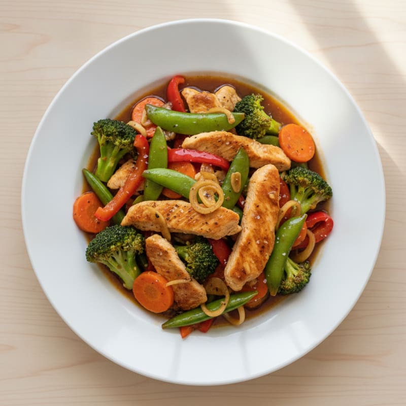 Ginger-Garlic Chicken Stir-Fry with Mixed Vegetables