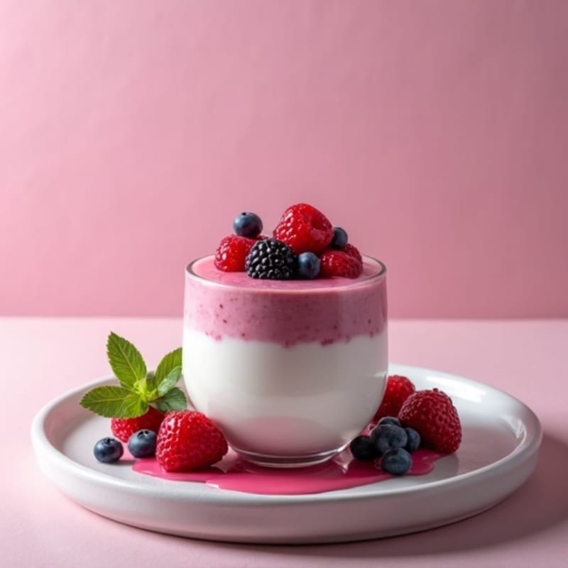 Silky Greek Yogurt Protein Pudding with Mixed Berries