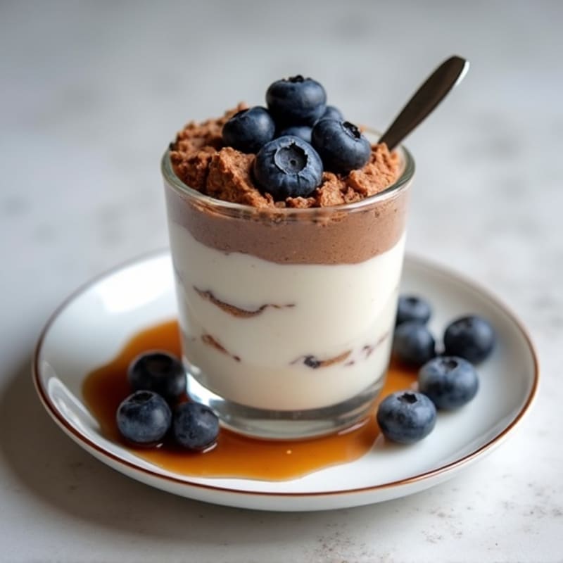 Greek Yogurt Protein Parfait with Chocolate Protein Powder and Peanut Butter