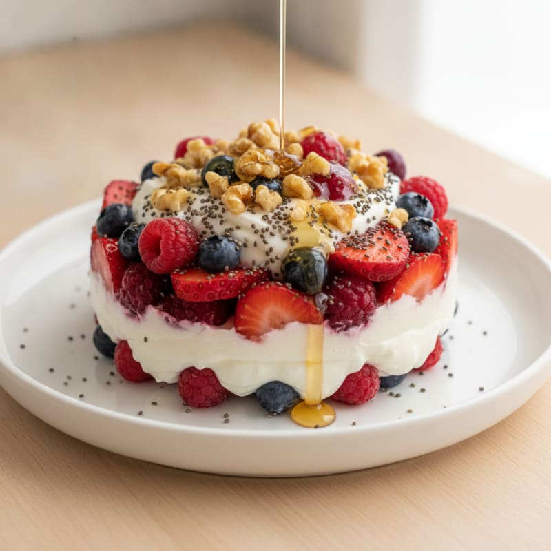Greek Yogurt Protein Parfait with Mixed Berries