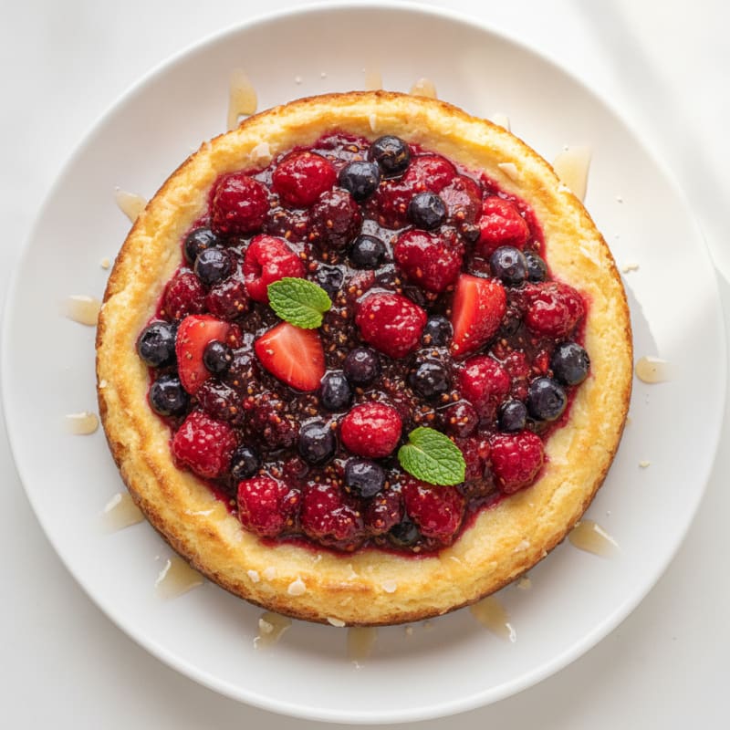 Greek Yogurt Protein Cheesecake with Mixed Berries