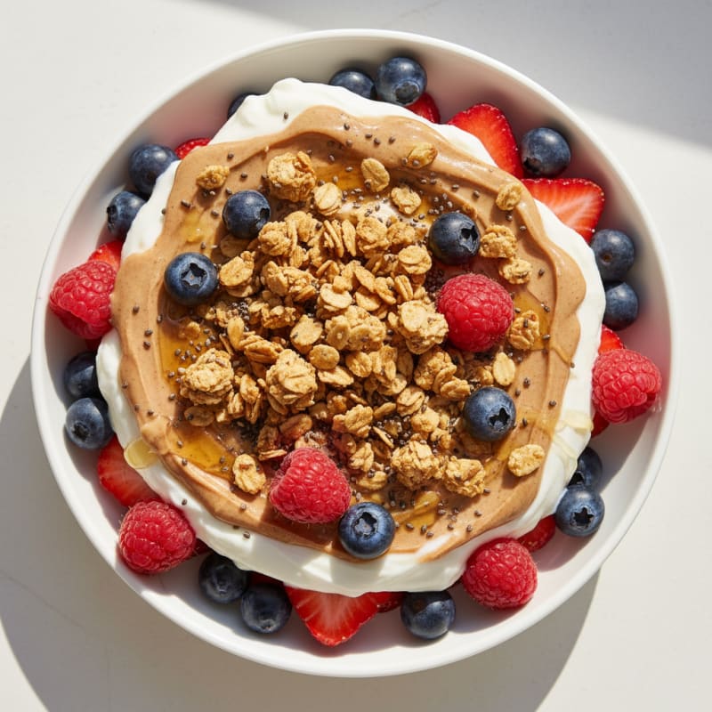 Creamy Greek Yogurt Parfait with Mixed Berries and Almond Butter