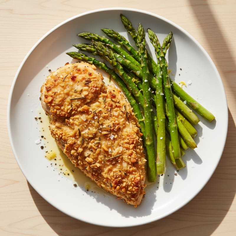 Crispy Lemon-Herb Chicken with Roasted Asparagus