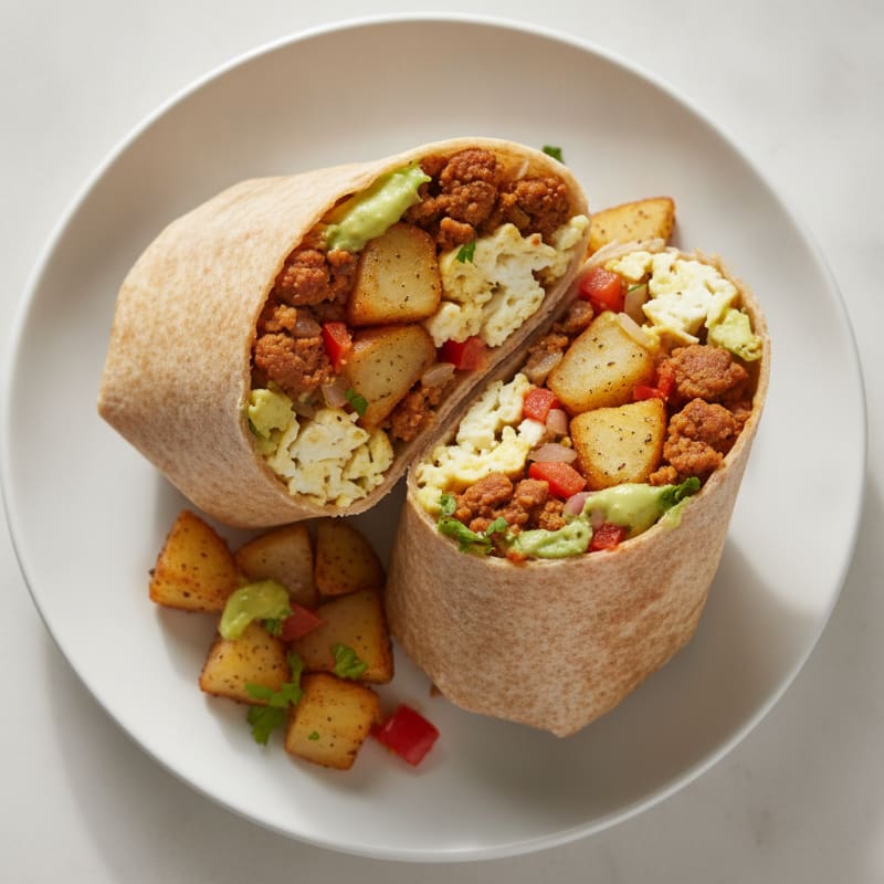 Hearty Breakfast Burrito with Chorizo and Potatoes